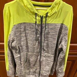 Gray and Neon Yellow Zip-Up Hoodie